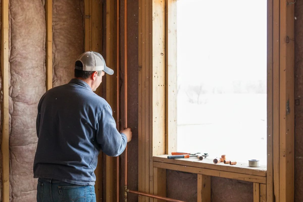 Licensed plumber running new copper supply lines in a Hot Springs National Park home